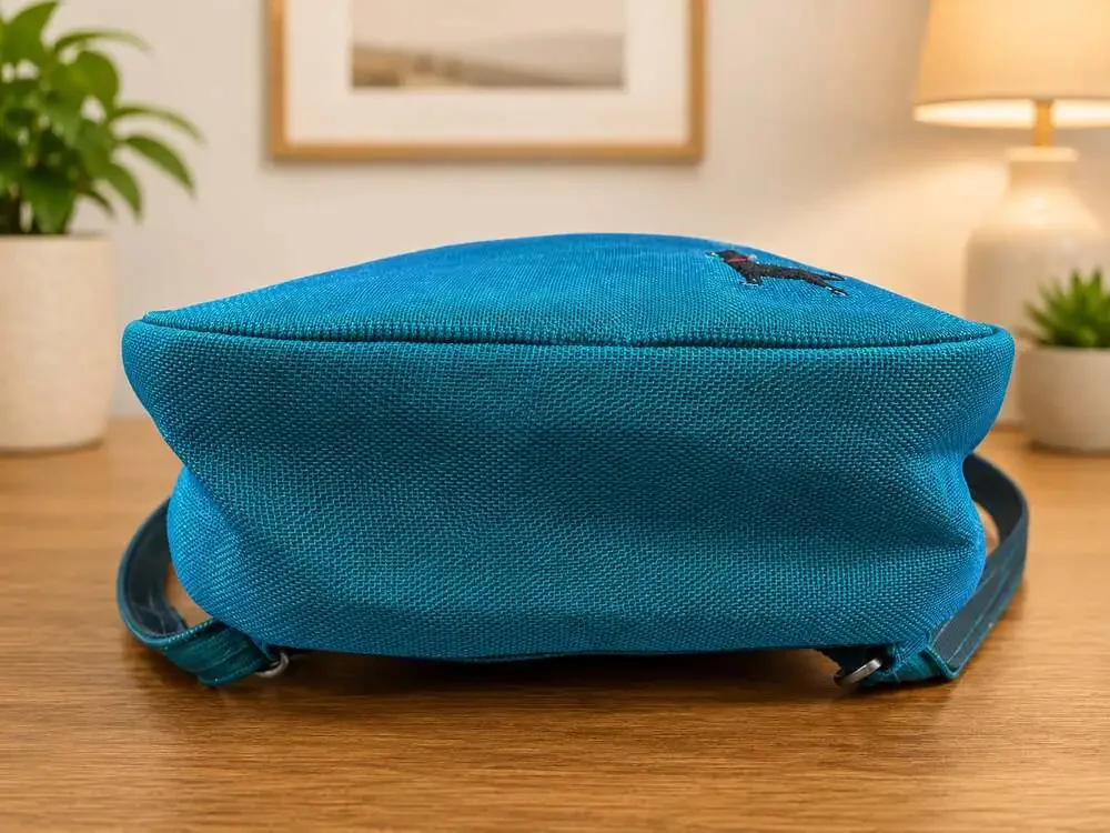 Smateria Teal Mini Backpack Recycled Mesh Zip Travel Daypack Dog Logo